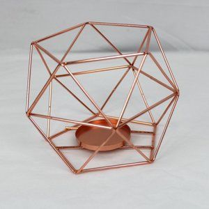 Rose Gold Metal Geometrical Tea Candle Holder Display